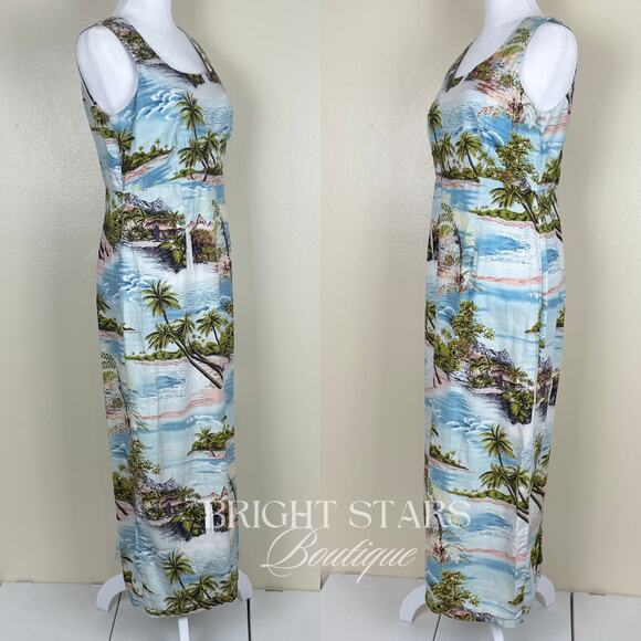 Rare ALT Maxi Dress Similar ASO Rachel Green Friends Beach Hawaiian Print Summer - Picture 6 of 10